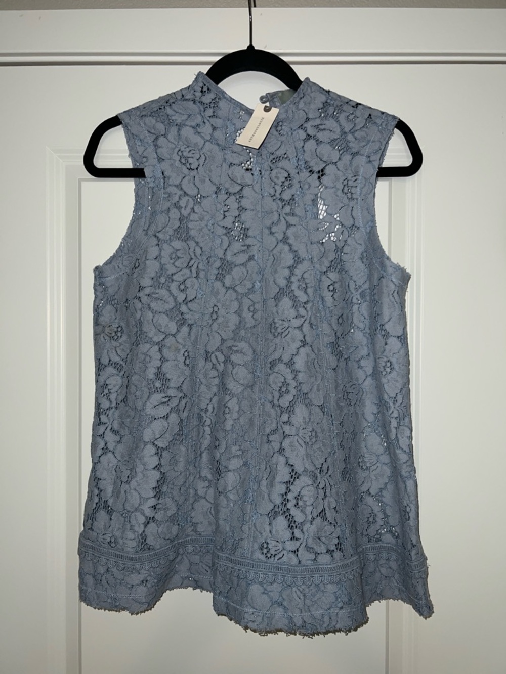 Maeve Anthropologie Sleeveless Lace Mock-Neck Top - Light Blue Size S NWT